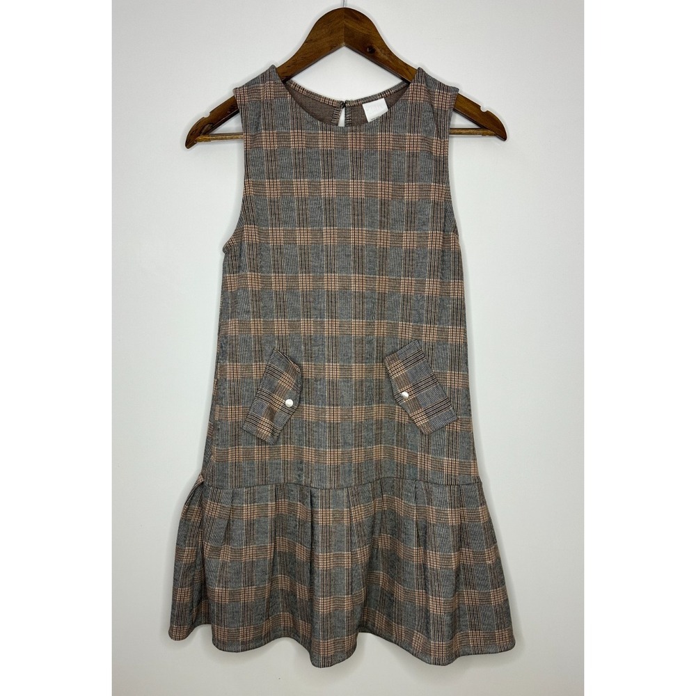 NWT Zara Kids Plaid Drop Waist Sleeveless Dress Girls 13 / 14 School Preppy - Picture 2 of 14